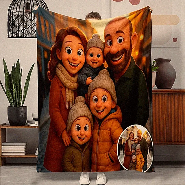 1pc Custom Anime Photo & Portrait Blanket Suitable for Sofa, Bed, Camping - iz