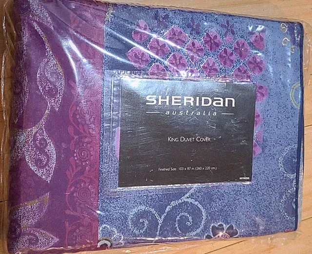 2pc Set Vtg Salvador Sheridan Australia Duvet Cover & WC Bed Skirt Blue Purple