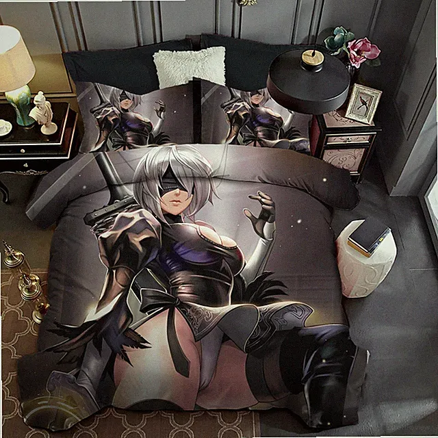 3D Shoujo Anime Dark Pattern Quilt Cover Set Bedding Sets Pillowcases 64