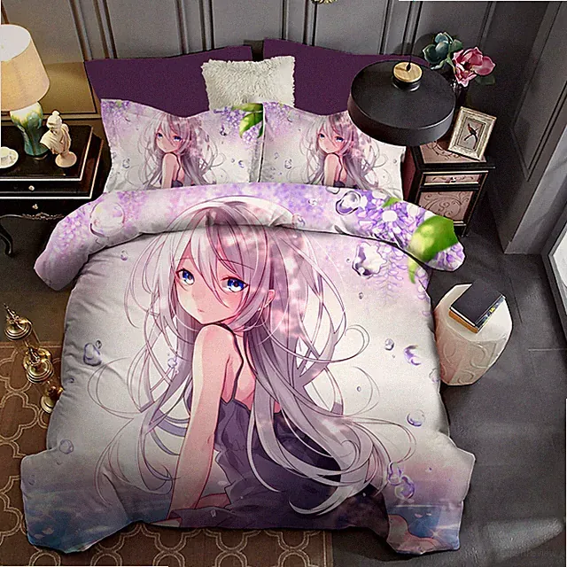 3D Shoujo Floral Anime Pattern Quilt Cover Set Bedding Sets Pillowcases 64