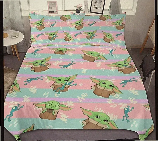 Anime Cartoon The Child 3 Piece Full Size Bed Set Super Soft Adult Kids Girls