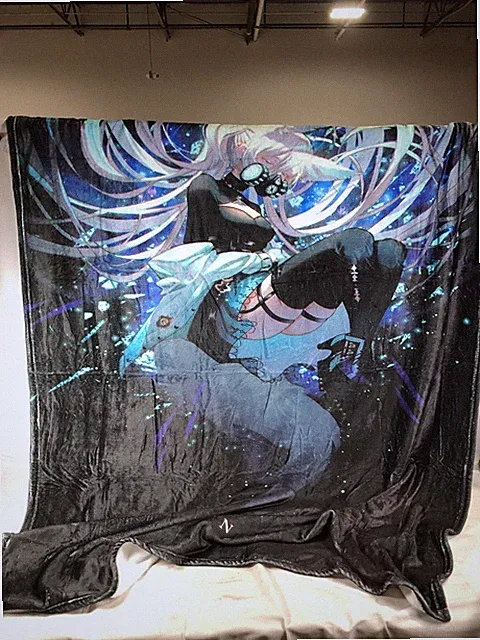 Anime Character Plush Blanket Soft Large Throw Anime Girl Gas Mask Art
