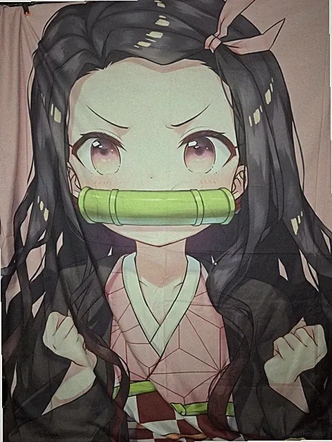 Anime Nezuko Full Size Bed Set, 2 Pillows And Duvet Zip Up Cover