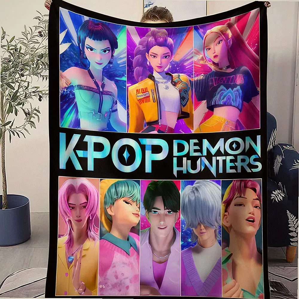 Anime Style K Pop Boy Hunter Inspired Flannel Throw Blanket