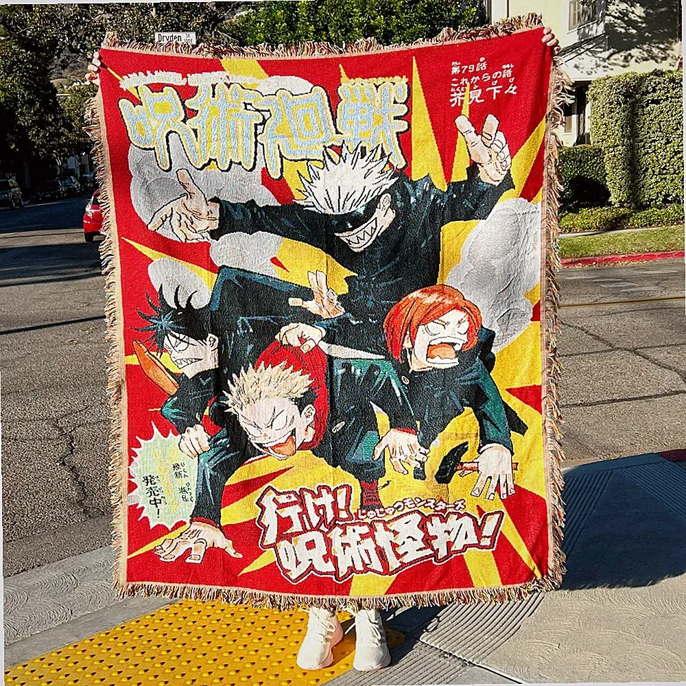 Anime Woven Tapestry Jujutsu Kaisen Gojo's Gang Throw Blanket