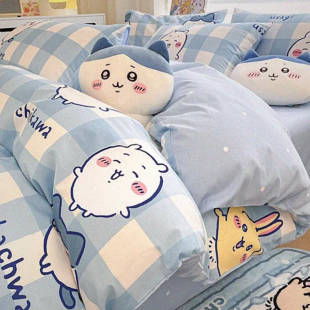 Chiikawa Hachiware Usagi Cartoon Bedding Set Bed Sheet Duvet Cover Pillowcase