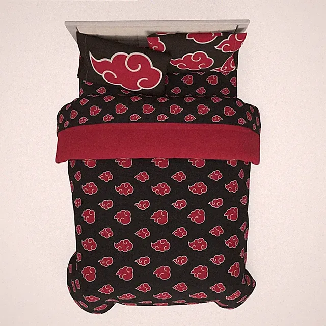 Collectibles Naruto Anime Akatsuki Bedding 7 Piece Full Size, Black