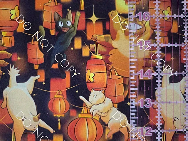 Custom 100% Cotton Woven Fabric Cats Ghibli Anime By The 1/4 Yard 9x56