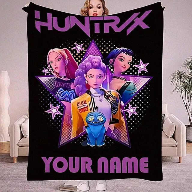 Custom Kpop Anime Huntri Demon Girl Flannel Blanket – Soft Cozy Fan Gift