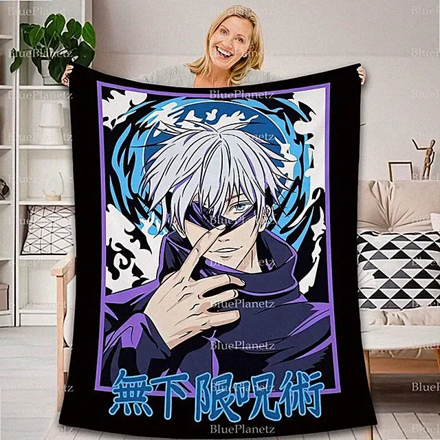 Custom Throw Sherpa Minky Blanket Anime Gojo Manga poison Birthday Gift