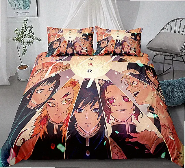 Demon Slayer Single Double Queen Super King Bed Quilt Doona Duvet Cover Set