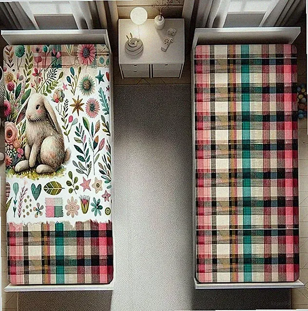 Easter Fitted Sheet Set Twin XL 2 Pack Rabbit Floral Microfiber NWT