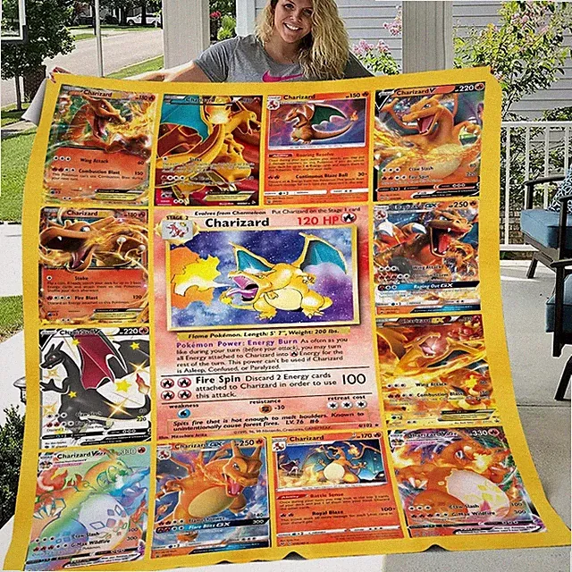 Fire Dragon Monster Card Collection Anime Flannel Blanket Gift