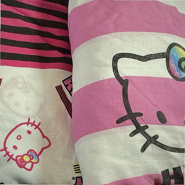 Hello Kitty Sanrio Full Sheets Flat Fitted Set Striped Y2K Bedding Kawaii Cute