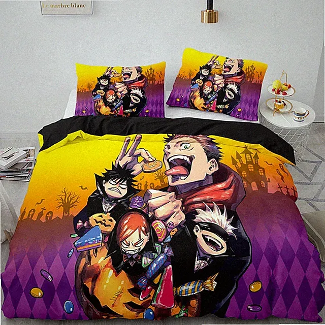 Jujutsu Kaisen Bedding Set Full Queen King Size Anime Bed Set Duvetcover Sets