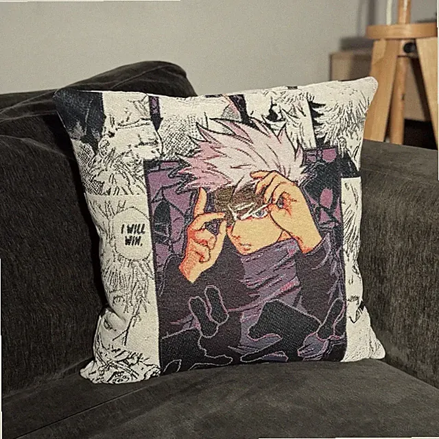 Jujutsu Kaisen Gojo Throw Pillow Cover | Tapestry Cushion Case | Manga Decor