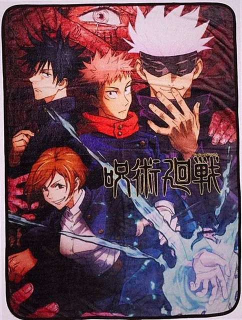 Jujutsu Kaisen Throw Blanket Fleece 45"x60" Super Soft Gojo Yuji Megumi Nobara