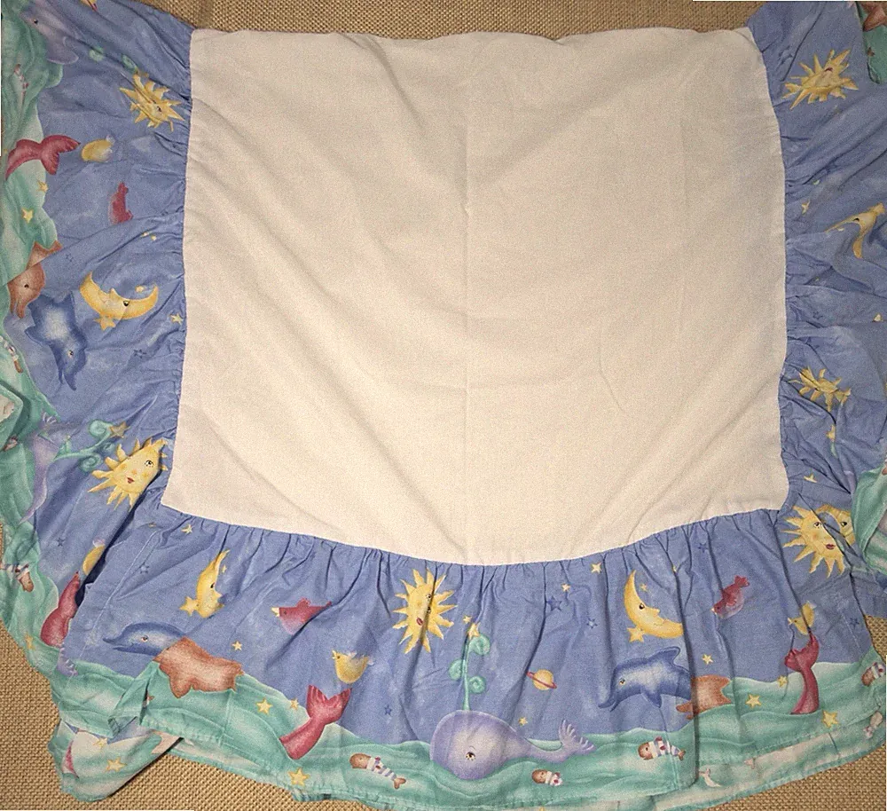 Kids Line Noah's Ark Bedskirt Toddler Bed Dust Ruffle Celestial Ocean Animals