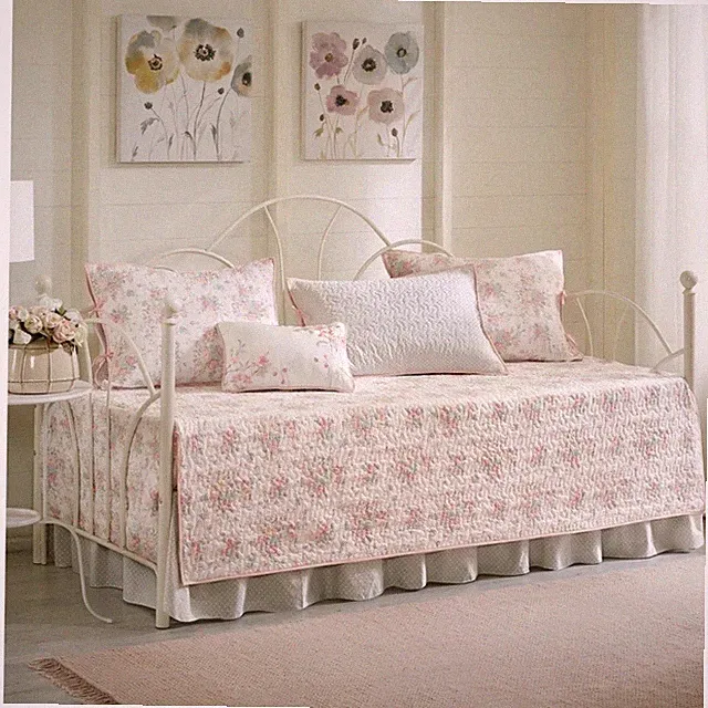 Madison Park 6 Piece Day Bed Cover Set Floral Rose Embroidered Quilted