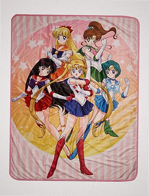 Magical Girl Anime Group Flannel Blanket – Soft Cozy Throw