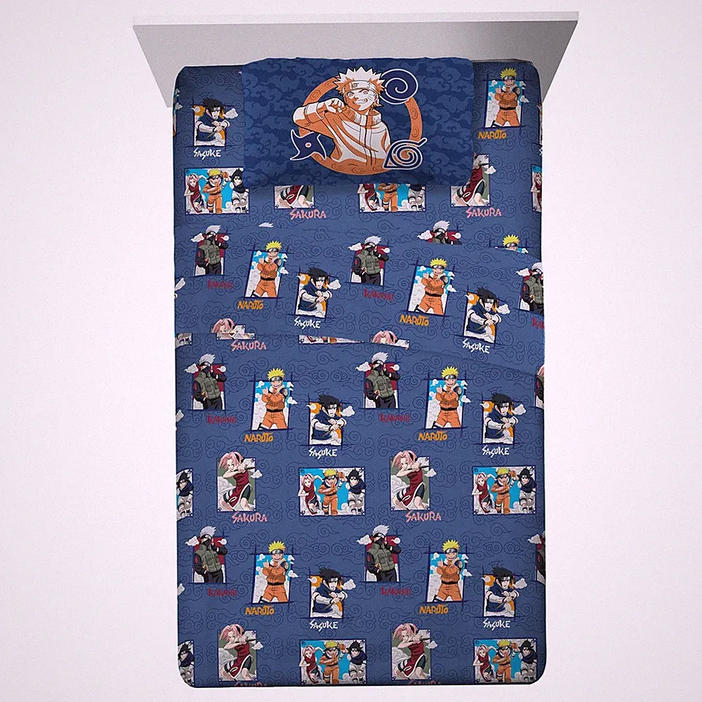 Naruto Cloud Cluster Full Size 4 Piece Microfiber Bed Linen Set