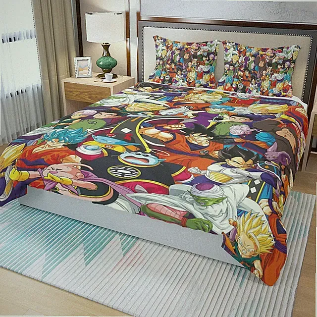 New! Anime Dragon Ball-Z Print Duvet Cover Set (3Pcs) Quilt Cover & Pillowcase