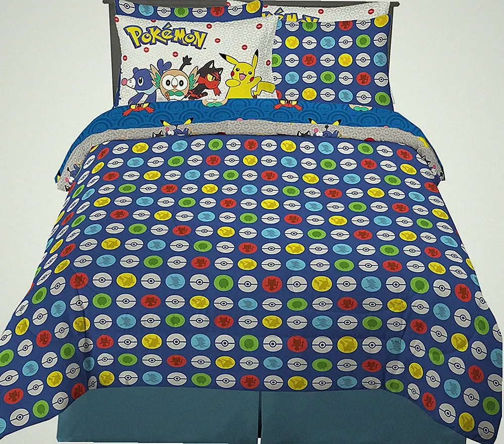 Pokemon Anime 7 Piece Full Comforter and Sheet Set with Sham