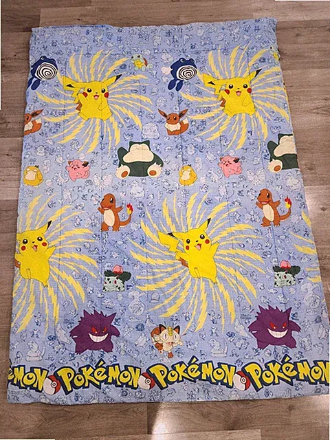 Vintage 90's Pokémon Comforter Blanket Nintendo 85x60 Bed Twin Retro 1998 Used